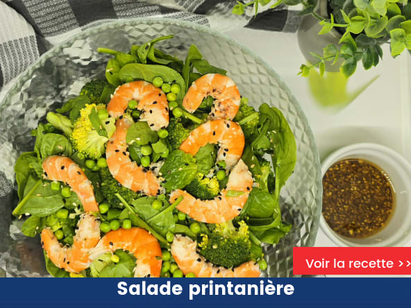 Salade printanière aux crevettes sauce asiatique